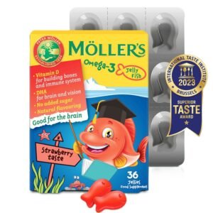 Möller’s Omega-3 halacska gumivitamin – eper íz